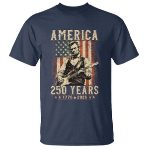 Abraham Lincoln Playing Guitar 4th July US 250th Anniversary T Shirt TS11 Navy Print Your Wear