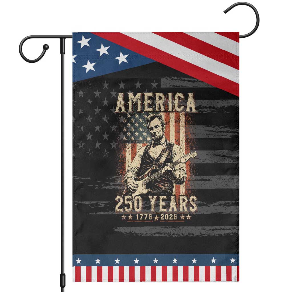 Abraham Lincoln Playing Guitar 4th July US 250th Anniversary Patriotic Garden Flag TS11 Distressed Black Blue Print Your Wear