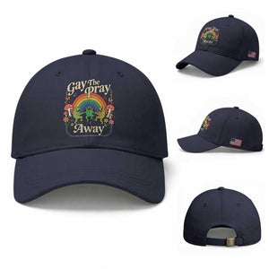 Gay The Pray Away Queer Frog LGBTQ Baseball Cap TS11 Baseball Cap Universal Fit Navy Print Your Wear
