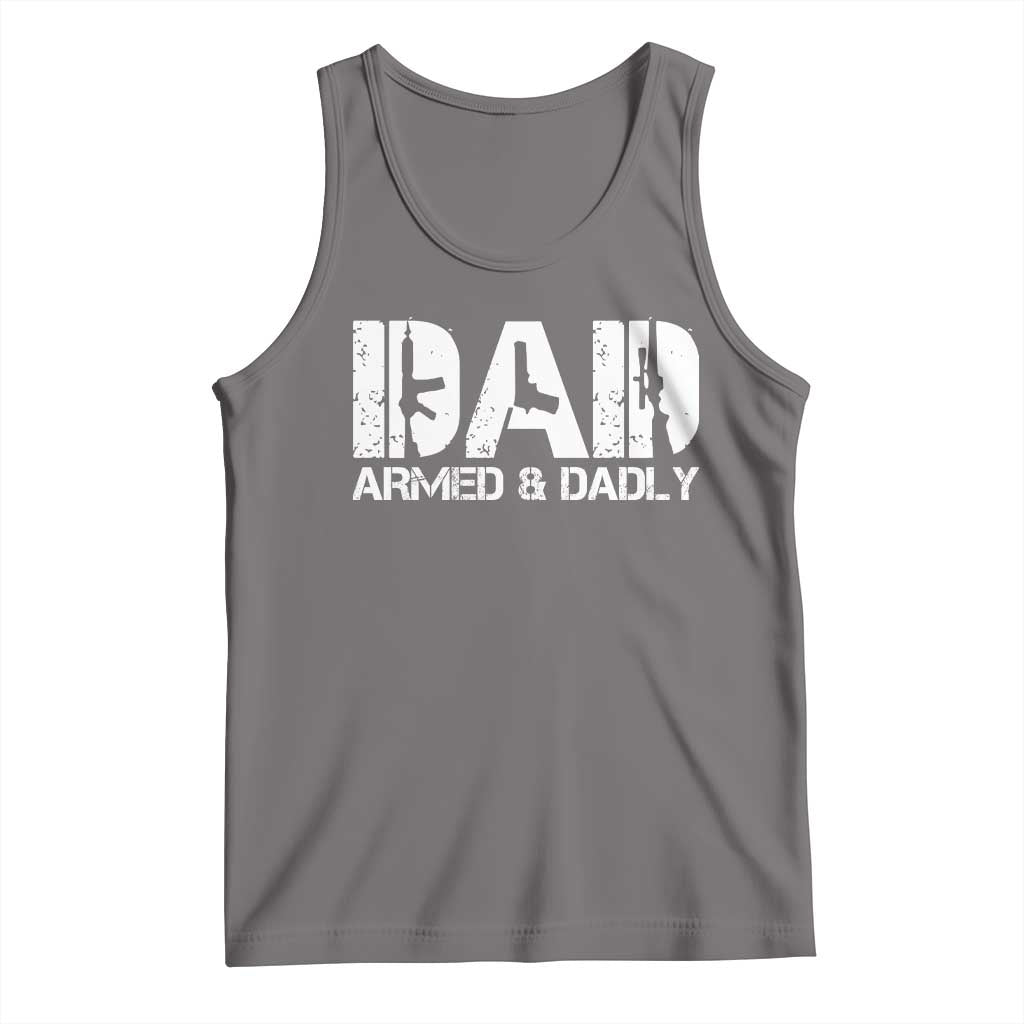 Armed And Dadly Dad Tank Top Fathers Day Pro Gun Owner TS11 Deep Heather Print Your Wear
