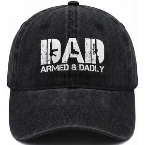 Armed And Dadly Dad Washed Cotton Baseball Cap Fathers Day Pro Gun Owner TS11 Print Your Wear