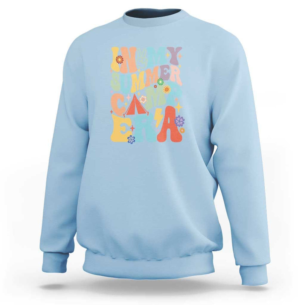In My Summer Camp Era Sweatshirt Camper Retro Groovy Summer Vacation TS11 Light Blue Print Your Wear