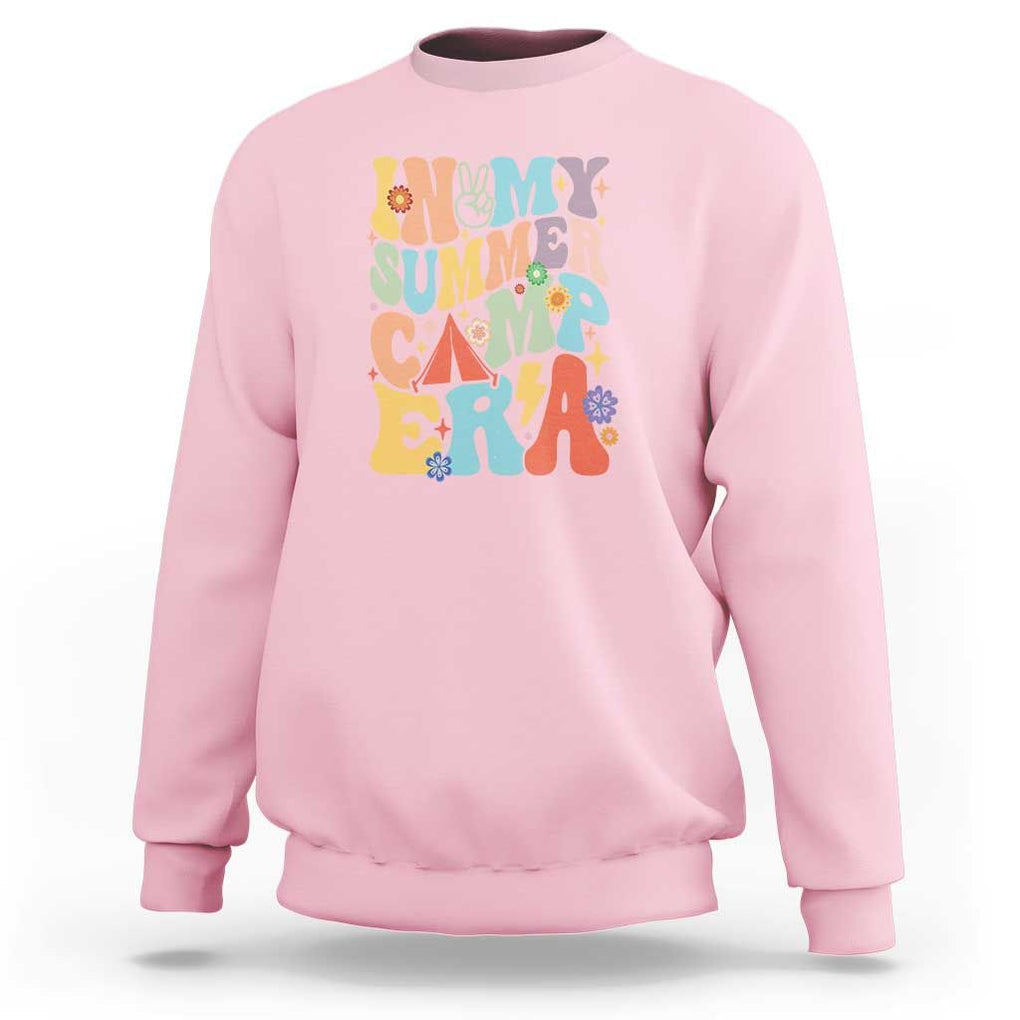 In My Summer Camp Era Sweatshirt Camper Retro Groovy Summer Vacation TS11 Light Pink Print Your Wear