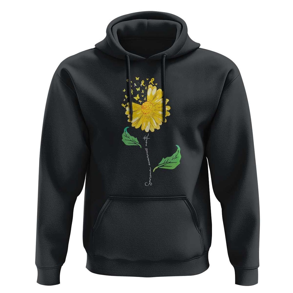 Sarcoma Awareness Hoodie Yellow Ribbon Flower TS11 Black Print Your Wear