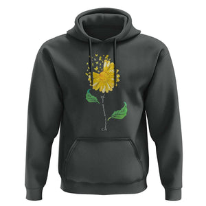 Sarcoma Awareness Hoodie Yellow Ribbon Flower TS11 Dark Heather Print Your Wear
