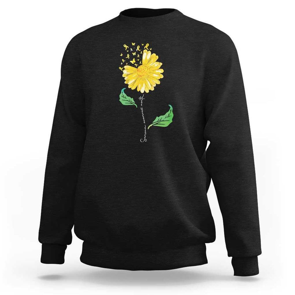 Sarcoma Awareness Sweatshirt Yellow Ribbon Flower TS11 Black Print Your Wear