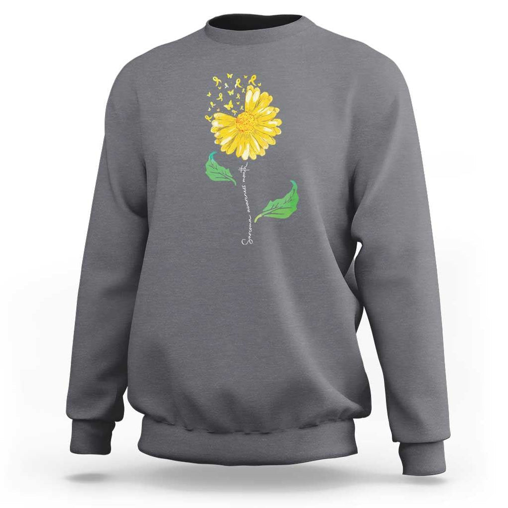 Sarcoma Awareness Sweatshirt Yellow Ribbon Flower TS11 Charcoal Print Your Wear