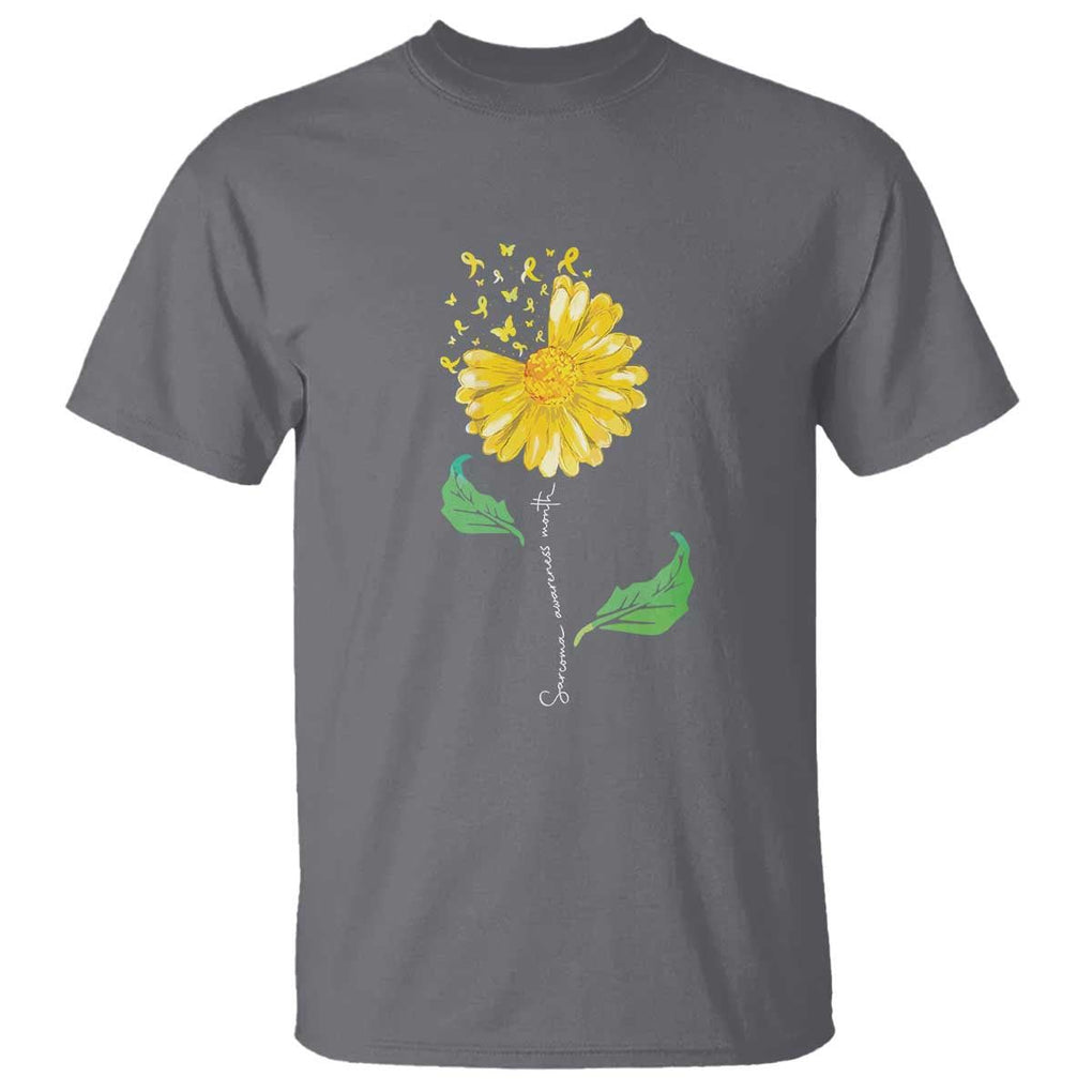 Sarcoma Awareness T Shirt Yellow Ribbon Flower TS11 Charcoal Print Your Wear