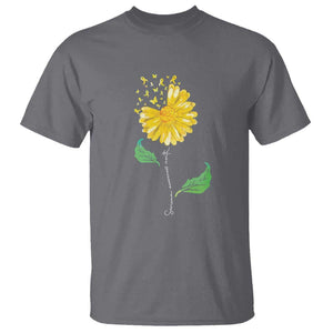 Sarcoma Awareness T Shirt Yellow Ribbon Flower TS11 Charcoal Print Your Wear