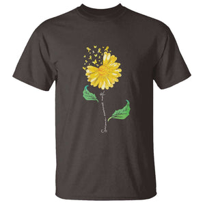 Sarcoma Awareness T Shirt Yellow Ribbon Flower TS11 Dark Chocolate Print Your Wear