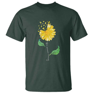 Sarcoma Awareness T Shirt Yellow Ribbon Flower TS11 Dark Forest Green Print Your Wear