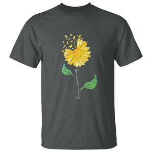 Sarcoma Awareness T Shirt Yellow Ribbon Flower TS11 Dark Heather Print Your Wear