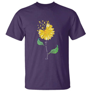 Sarcoma Awareness T Shirt Yellow Ribbon Flower TS11 Purple Print Your Wear