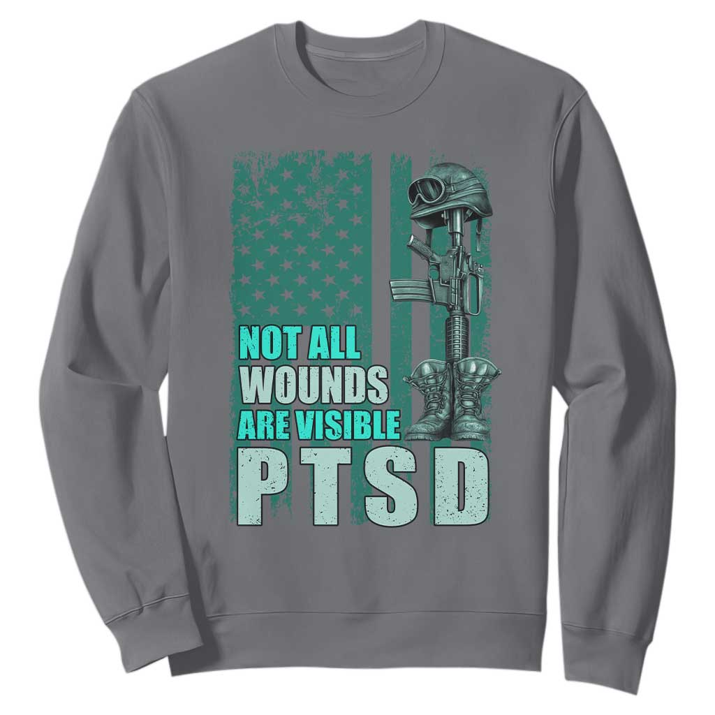 PTSD Awareness Not All Wounds Are Visible Sweatshirt PTSD Veteran Military Soldier TS11 Charcoal Print Your Wear
