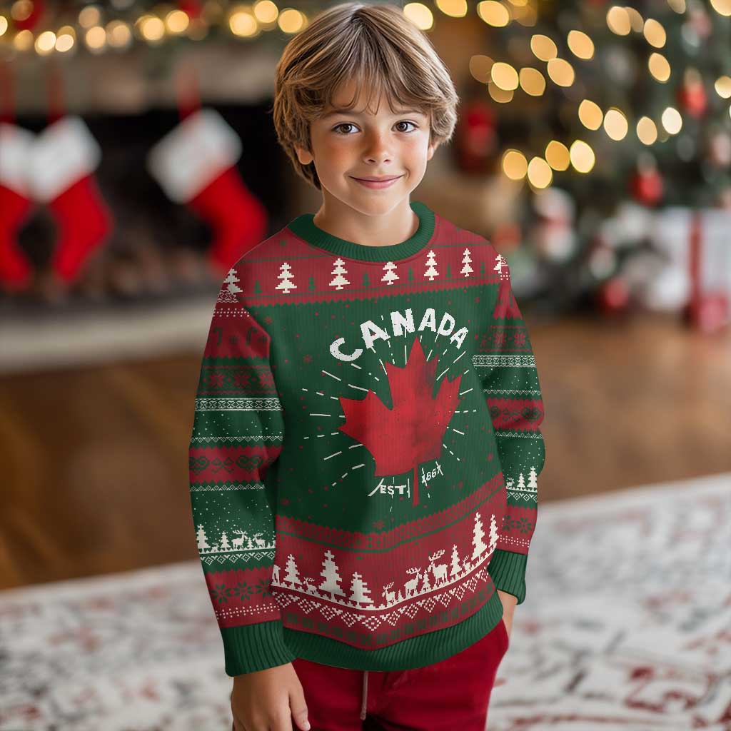 Funny Proud Canadian Canada EST 1867 Knit Sweatshirt Vintage Maple Leaf TS11 Christmas Print Your Wear