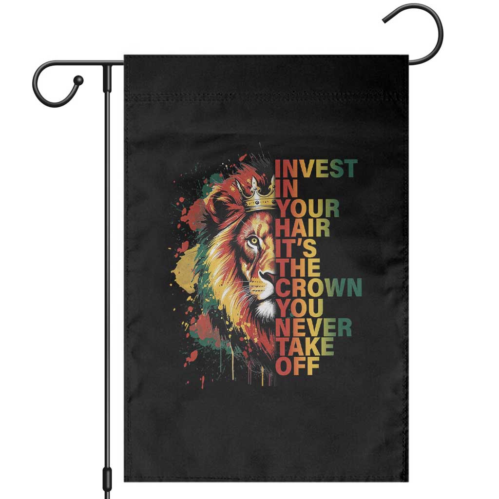 Rasta Lion Garden Flag Invest In Your Hair It's The Crown You Never Take Off Jamaican Pride TS11 Black Print Your Wear