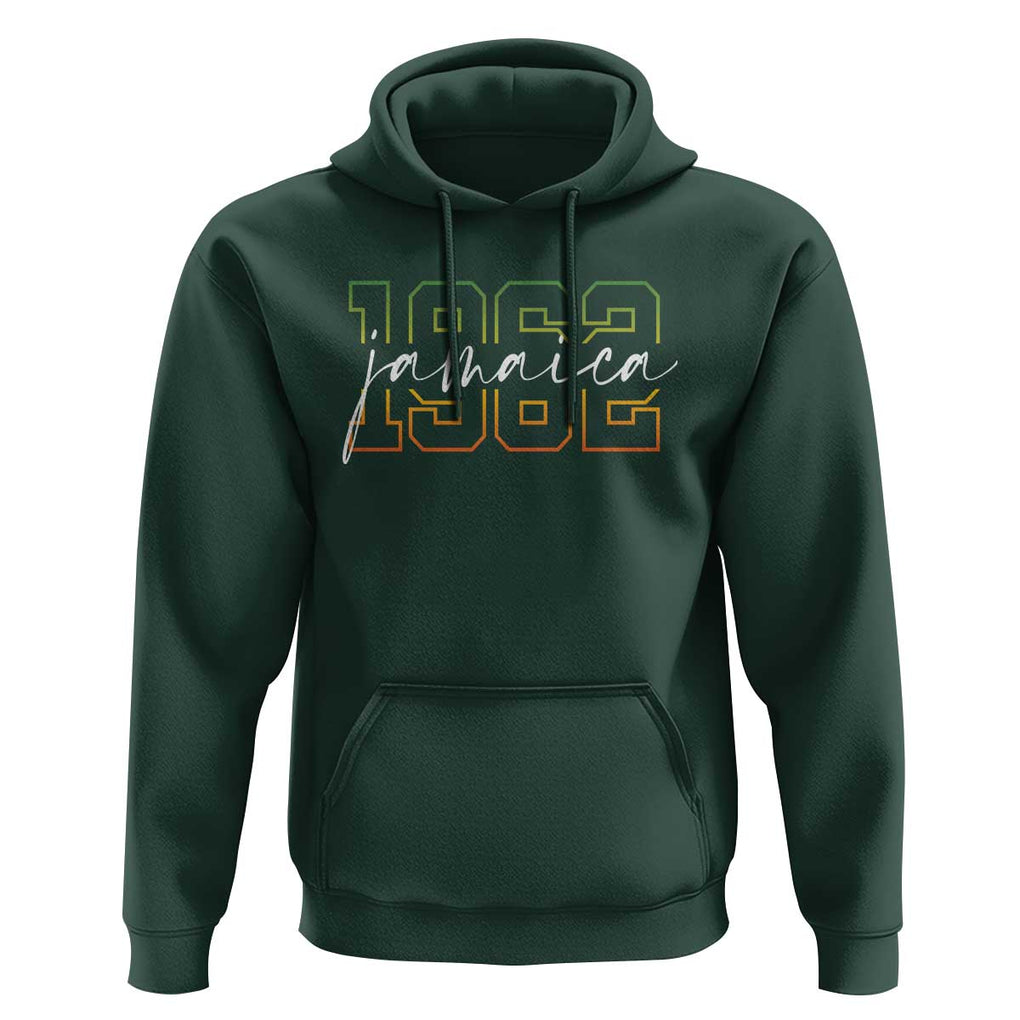 Proud Jamaican Hoodie Jamaica 1962 Rasta Flag TS11 Dark Forest Green Print Your Wear