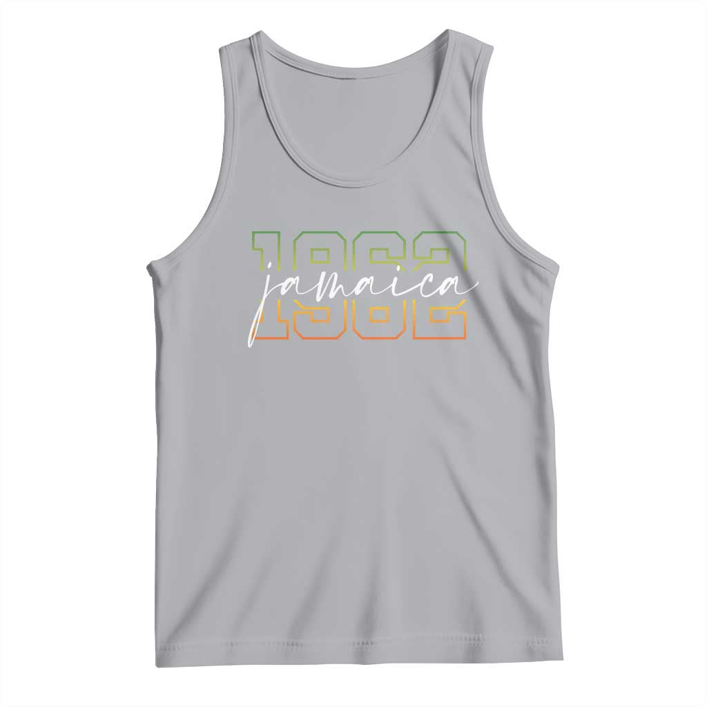 Proud Jamaican Tank Top Jamaica 1962 Rasta Flag TS11 Athletic Heather Print Your Wear