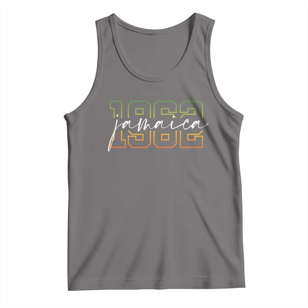 Proud Jamaican Tank Top Jamaica 1962 Rasta Flag TS11 Deep Heather Print Your Wear