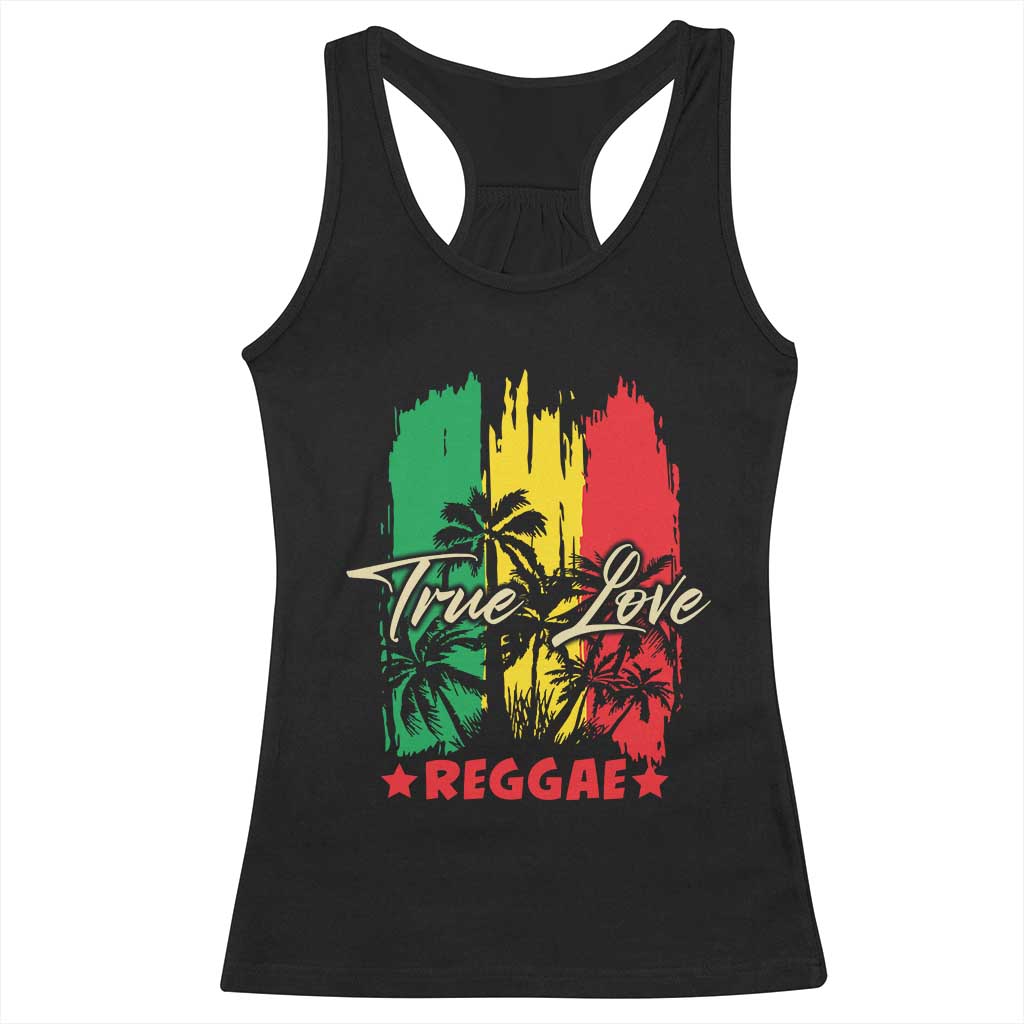 True Love Reggae Racerback Tank Top Jamaican Rasta Music Palm Tree TS11 Black Print Your Wear