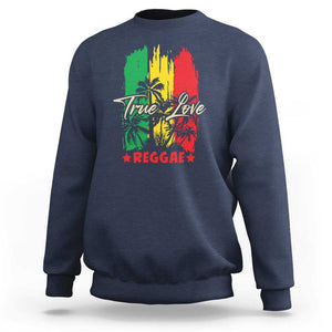 True Love Reggae Sweatshirt Jamaican Rasta Music Palm Tree TS11 Navy Print Your Wear