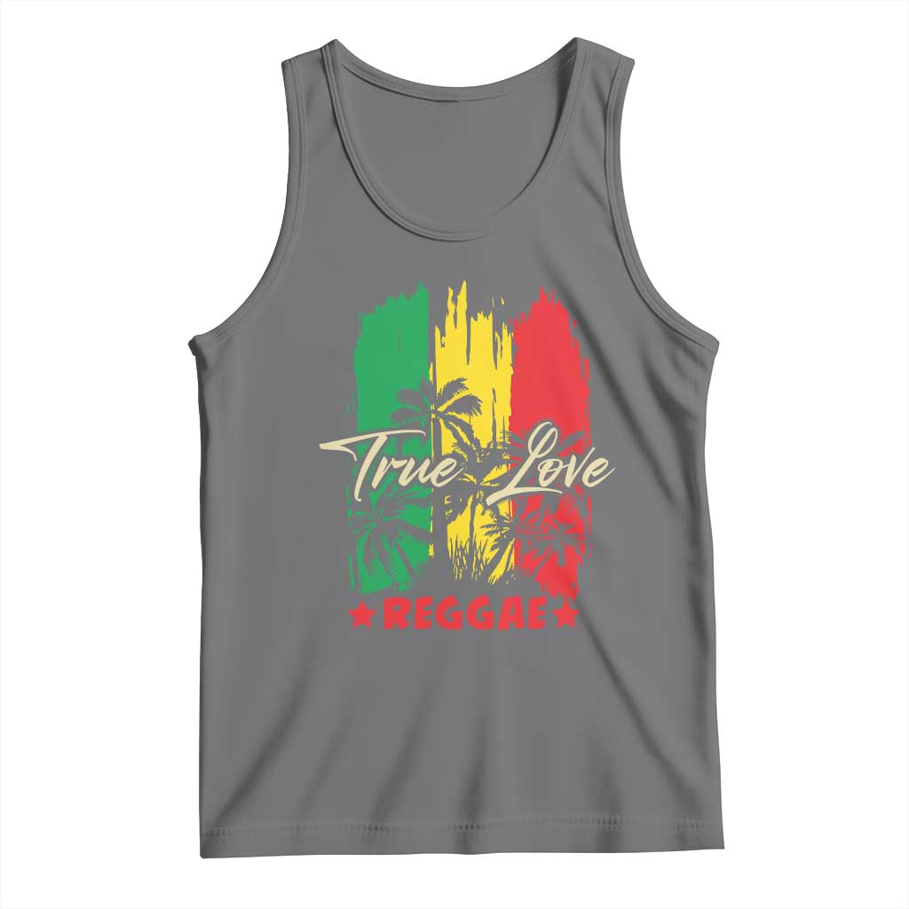 True Love Reggae Tank Top Jamaican Rasta Music Palm Tree TS11 Black Heather Print Your Wear