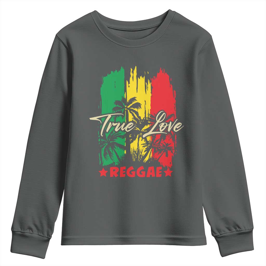 True Love Reggae Youth Sweatshirt Jamaican Rasta Music Palm Tree TS11 Dark Heather Print Your Wear