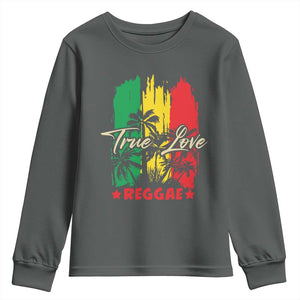 True Love Reggae Youth Sweatshirt Jamaican Rasta Music Palm Tree TS11 Dark Heather Print Your Wear