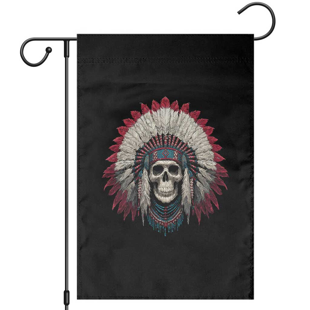 Native American Indian Chief Skull Headdress Garden Flag TS11 Black Print Your Wear