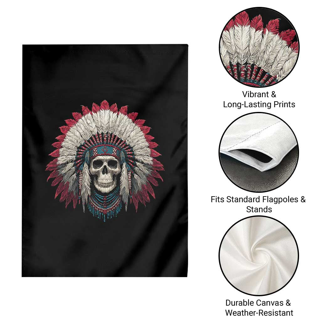 Native American Indian Chief Skull Headdress Garden Flag TS11 Print Your Wear