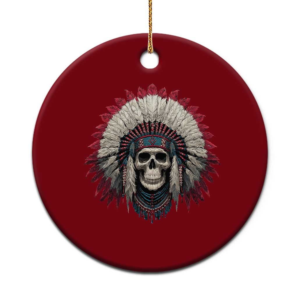 Native American Indian Chief Skull Headdress Ceramic Ornament TS11 1pc Red Print Your Wear