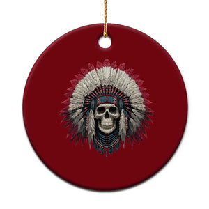 Native American Indian Chief Skull Headdress Ceramic Ornament TS11 1pc Red Print Your Wear
