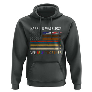 Harris Walz 2024 Hoodie We Rise Together Vintage American Flag TS11 Dark Heather Print Your Wear