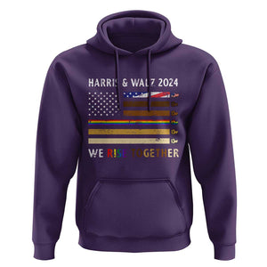 Harris Walz 2024 Hoodie We Rise Together Vintage American Flag TS11 Purple Print Your Wear