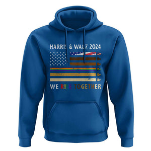 Harris Walz 2024 Hoodie We Rise Together Vintage American Flag TS11 Royal Blue Print Your Wear