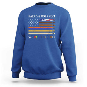 Harris Walz 2024 Sweatshirt We Rise Together Vintage American Flag TS11 Royal Blue Print Your Wear