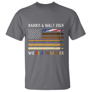 Harris Walz 2024 T Shirt We Rise Together Vintage American Flag TS11 Charcoal Print Your Wear