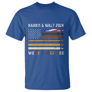 Harris Walz 2024 T Shirt We Rise Together Vintage American Flag TS11 Royal Blue Print Your Wear