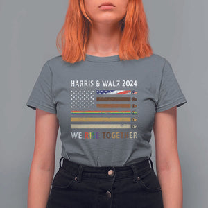 Harris Walz 2024 T Shirt For Women We Rise Together Vintage American Flag TS11 Charcoal Print Your Wear