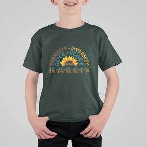 Harris Supporter T Shirt For Kid Peace Love Equality Hope Diversity Sunflower TS11 Dark Forest Green Print Your Wear