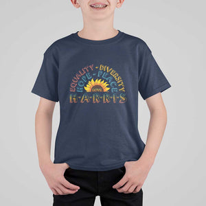 Harris Supporter T Shirt For Kid Peace Love Equality Hope Diversity Sunflower TS11 Navy Print Your Wear