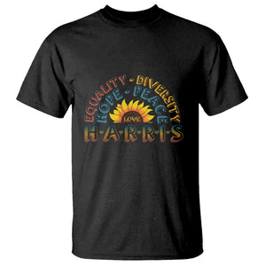 Harris Supporter T Shirt Peace Love Equality Hope Diversity Sunflower TS11 Black Print Your Wear