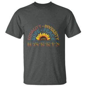 Harris Supporter T Shirt Peace Love Equality Hope Diversity Sunflower TS11 Dark Heather Print Your Wear