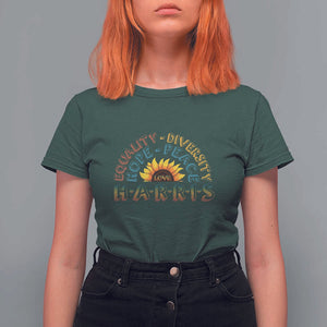 Harris Supporter T Shirt For Women Peace Love Equality Hope Diversity Sunflower TS11 Dark Forest Green Print Your Wear