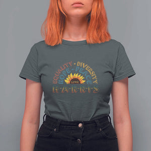 Harris Supporter T Shirt For Women Peace Love Equality Hope Diversity Sunflower TS11 Dark Heather Print Your Wear