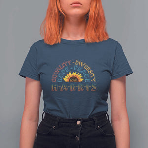 Harris Supporter T Shirt For Women Peace Love Equality Hope Diversity Sunflower TS11 Navy Print Your Wear