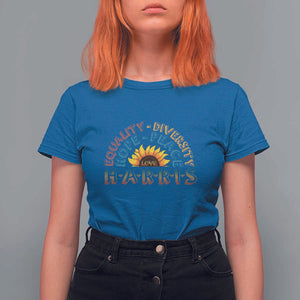 Harris Supporter T Shirt For Women Peace Love Equality Hope Diversity Sunflower TS11 Royal Blue Print Your Wear