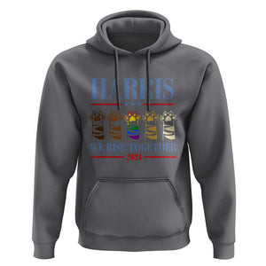 Harris We Rise Together 2024 Hoodie Voting for Kamala Cat Fist Paw LGBT President Election TS11 Charcoal Print Your Wear