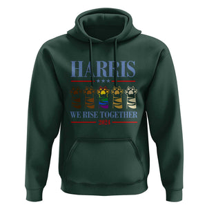 Harris We Rise Together 2024 Hoodie Voting for Kamala Cat Fist Paw LGBT President Election TS11 Dark Forest Green Print Your Wear