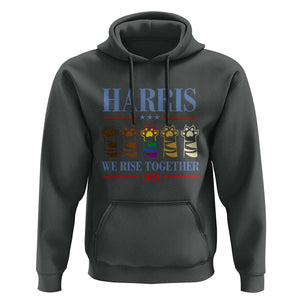 Harris We Rise Together 2024 Hoodie Voting for Kamala Cat Fist Paw LGBT President Election TS11 Dark Heather Print Your Wear